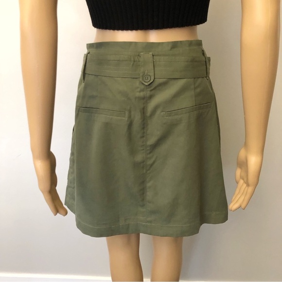 Dynamite Khaki Minimalist Belted A Line Mini Skirt with Large Pockets. Large. - Picture 2 of 9